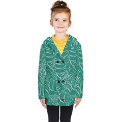 Tropical Green Monstera  Kids  Double Breasted Button Coat by ConteMonfrey