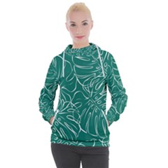 Tropical Green Monstera  Women s Hooded Pullover