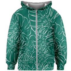 Tropical Green Monstera  Kids  Zipper Hoodie Without Drawstring