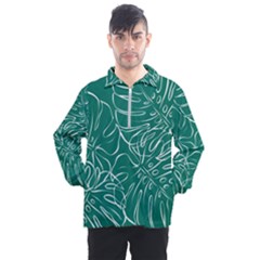 Tropical Green Monstera  Men s Half Zip Pullover