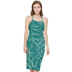 Tropical Green Monstera  Bodycon Cross Back Summer Dress by ConteMonfrey