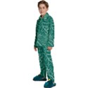 Tropical Green Monstera  Kids  Long Sleeve Velvet Pajamas Set View2