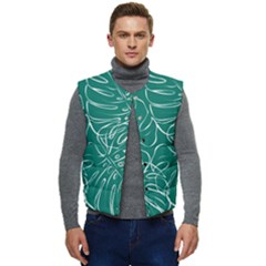 Tropical Green Monstera  Men s Button Up Puffer Vest	 by ConteMonfrey