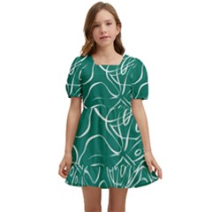 Tropical Green Monstera  Kids  Short Sleeve Dolly Dress