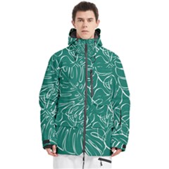 Tropical Green Monstera  Men s Multi Pockets Zip Ski And Snowboard Waterproof Breathable Jacket by ConteMonfrey