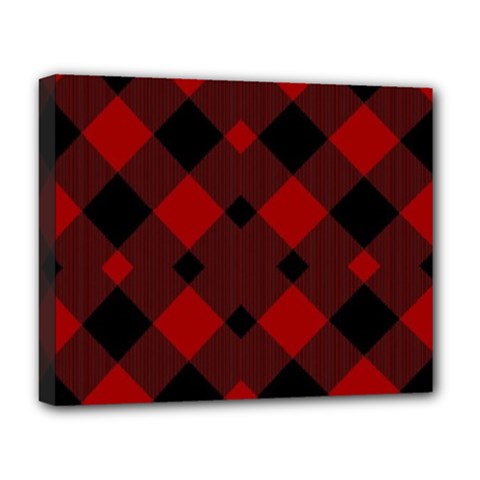 Red Diagonal Plaid Big Deluxe Canvas 20  X 16  (stretched) by ConteMonfrey