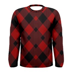 Red Diagonal Plaid Big Men s Long Sleeve T-shirt