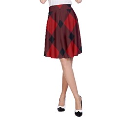 Red Diagonal Plaid Big A-line Skirt