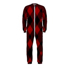 Red Diagonal Plaid Big Onepiece Jumpsuit (kids)