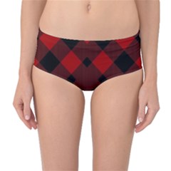 Red Diagonal Plaid Big Mid-waist Bikini Bottoms by ConteMonfrey