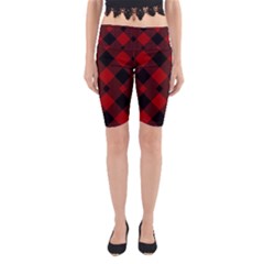 Red Diagonal Plaid Big Yoga Cropped Leggings by ConteMonfrey