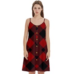 Red Diagonal Plaid Big Women s Spaghetti Strap Pullover Cami Dress by ConteMonfrey