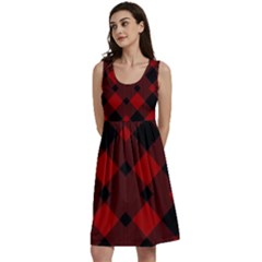 Red Diagonal Plaid Big Classic Skater Dress by ConteMonfrey