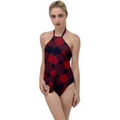 Red Diagonal Plaid Big Go With The Flow One Piece Swimsuit by ConteMonfrey