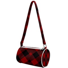 Red Diagonal Plaid Big Mini Cylinder Bag by ConteMonfrey