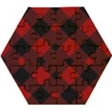 Red Diagonal Plaid Big Wooden Puzzle Hexagon View1