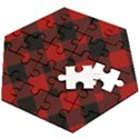 Red Diagonal Plaid Big Wooden Puzzle Hexagon View2