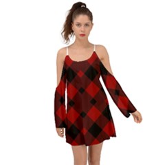 Red Diagonal Plaid Big Boho Dress by ConteMonfrey