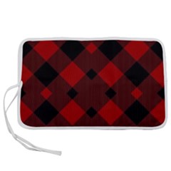 Red Diagonal Plaid Big Pen Storage Case (s) by ConteMonfrey