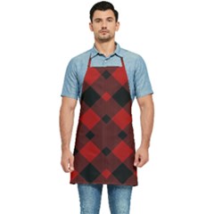 Red Diagonal Plaid Big Kitchen Apron by ConteMonfrey