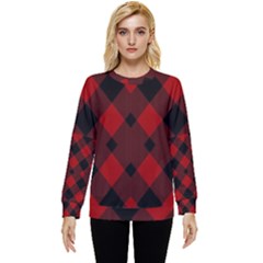 Red Diagonal Plaid Big Hidden Pocket Sweatshirt