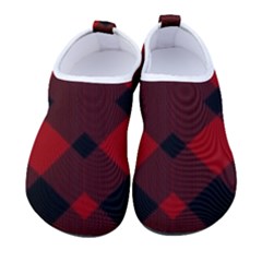 Red Diagonal Plaid Big Kids  Sock-style Water Shoes by ConteMonfrey