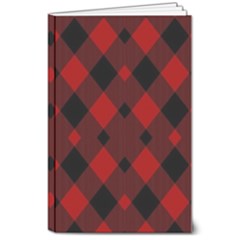 Red Diagonal Plaid Big 8  X 10  Softcover Notebook by ConteMonfrey