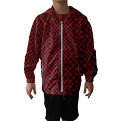 Red Diagonal Plaids Kids  Hooded Windbreaker