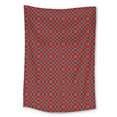 Red Diagonal Plaids Large Tapestry