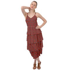 Red Diagonal Plaids Layered Bottom Dress by ConteMonfrey