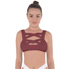 Red Diagonal Plaids Bandaged Up Bikini Top by ConteMonfrey