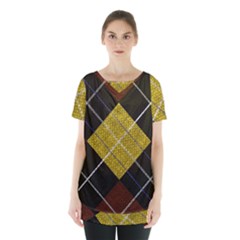 Yellow Plaid Skirt Hem Sports Top by ConteMonfrey