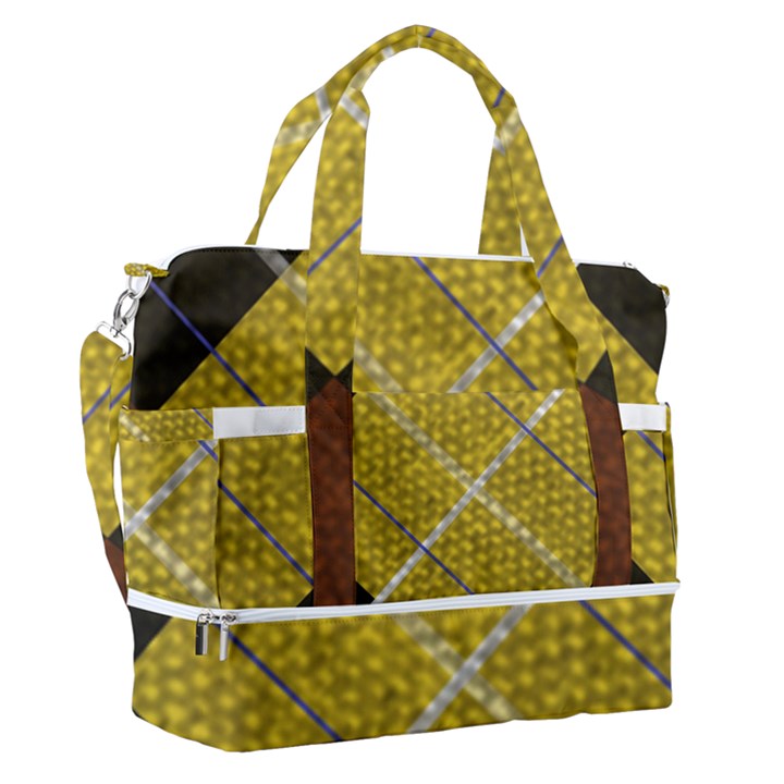 Yellow Plaid Sports Shoulder Bag with Shoes Compartment