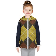 Yellow Plaid Kids  Hooded Puffer Vest