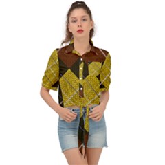 Yellow Plaid Tie Front Shirt  by ConteMonfrey