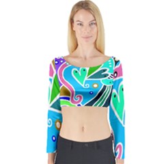 Crazy Pop Art - Doodle Hearts  Long Sleeve Crop Top by ConteMonfrey