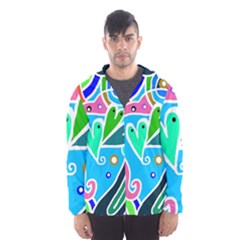 Crazy Pop Art - Doodle Hearts  Men s Hooded Windbreaker