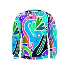 Crazy Pop Art - Doodle Hearts  Kids  Sweatshirt