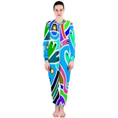 Crazy Pop Art - Doodle Hearts  Onepiece Jumpsuit (ladies)