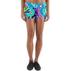 Crazy Pop Art - Doodle Hearts  Yoga Shorts by ConteMonfrey