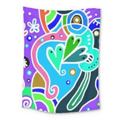 Crazy Pop Art - Doodle Hearts  Medium Tapestry