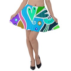 Crazy Pop Art - Doodle Hearts  Velvet Skater Skirt