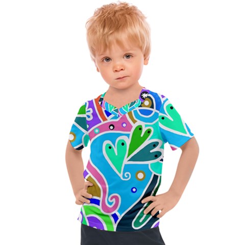 Crazy Pop Art - Doodle Hearts  Kids  Sports T-shirt by ConteMonfrey