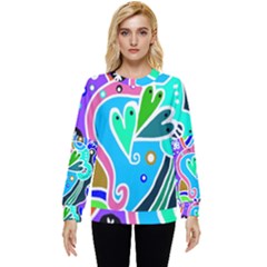 Crazy Pop Art - Doodle Hearts  Hidden Pocket Sweatshirt