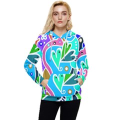 Crazy Pop Art - Doodle Hearts  Women s Lightweight Drawstring Hoodie