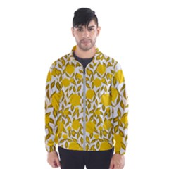 Yellow Flowers Roses On The Wall Lemons Men s Windbreaker