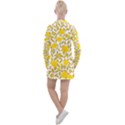 Yellow Flowers Roses On The Wall Lemons Women s Long Sleeve Casual Dress View2