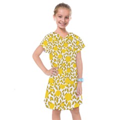 Yellow Flowers Roses On The Wall Lemons Kids  Drop Waist Dress by ConteMonfrey