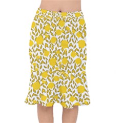 Yellow Flowers Roses On The Wall Lemons Short Mermaid Skirt by ConteMonfrey