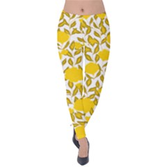 Yellow Flowers Roses On The Wall Lemons Velvet Leggings